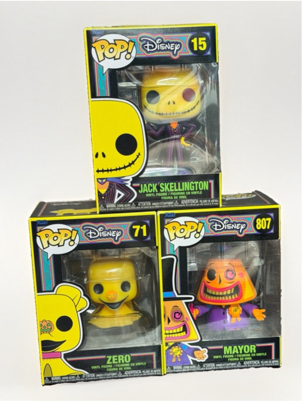 Nightmare Before Christmas Funko POP! Blacklight Zero Jack Mayor LOT of 3